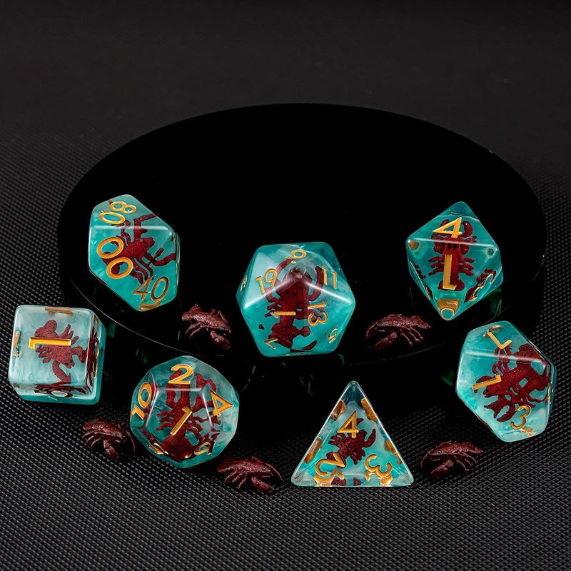 weyano DND Resin Lobster Dice Set, Red D&D Polyhedral Dice for Dungeons and Dragons RPG, MTG Role Playing Games D and D Dice 7pc D20 D12 D10 D8 D6 D4 for Ages 15 and Up - Image 5